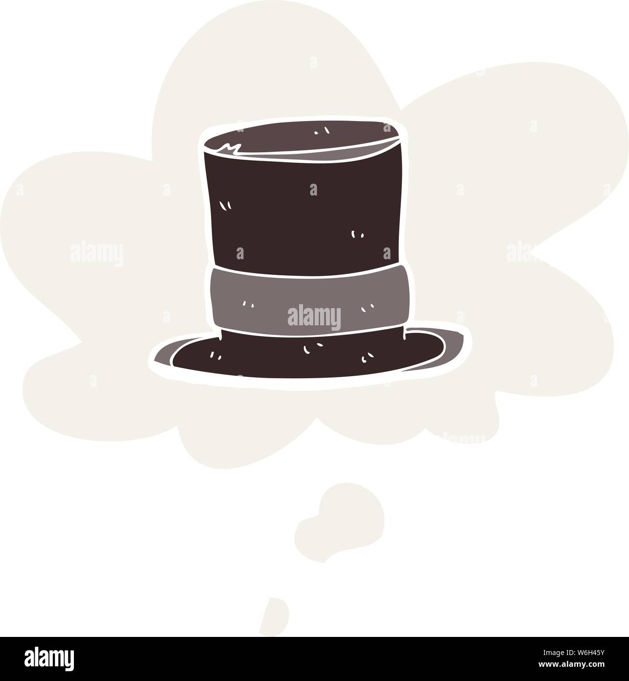 cartoon top hat with thought bubble in retro style Stock Vector Image