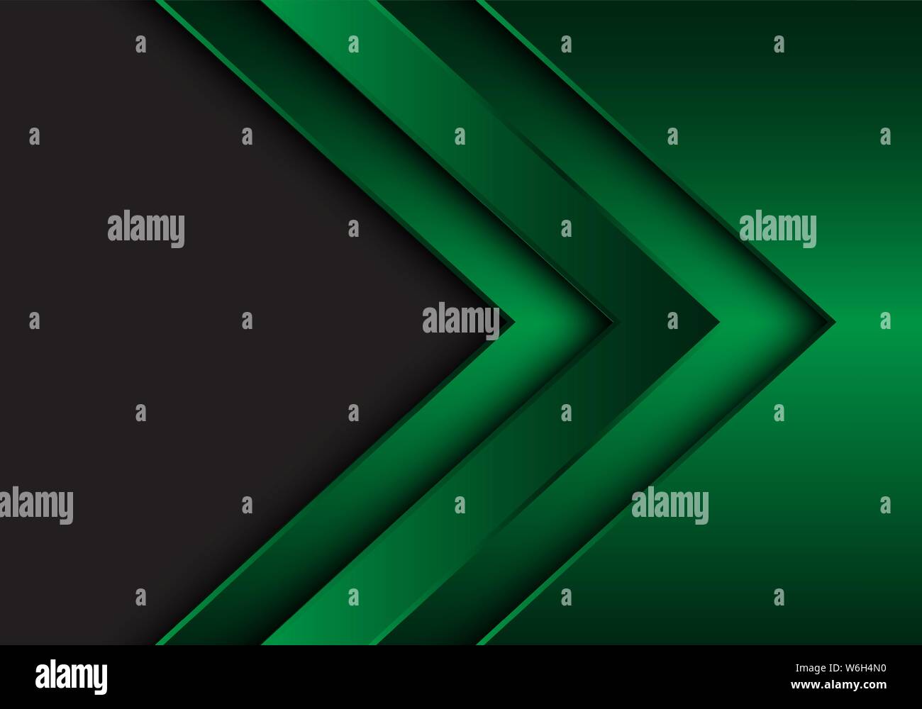 Abstract green metallic arrow direction with grey blank space design ...