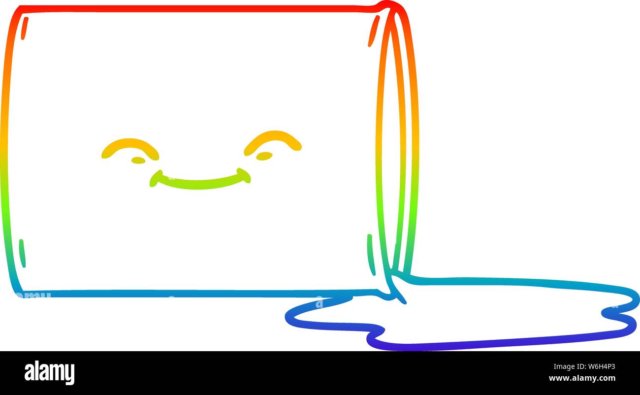 rainbow gradient line drawing of a cartoon happy oil drum Stock Vector