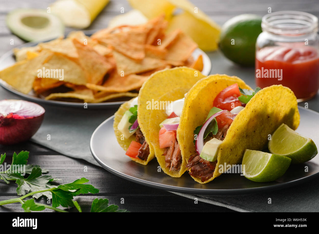 Amazing hardshell tacos Stock Photo Alamy