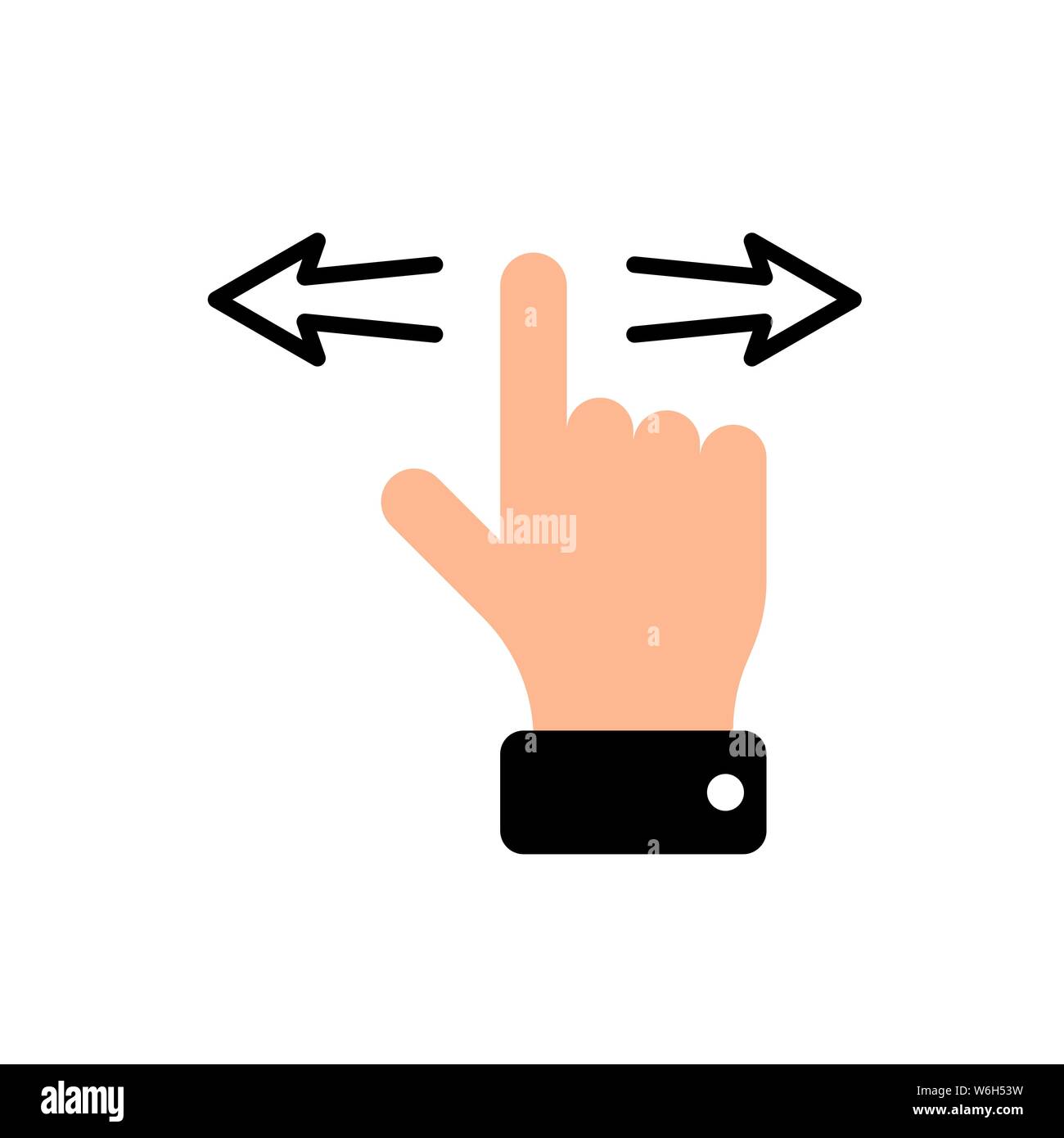 Vector touch screen drag and drop gesture swipe left and right hand finger pictogram icon. Flat illustration on white background Stock Vector