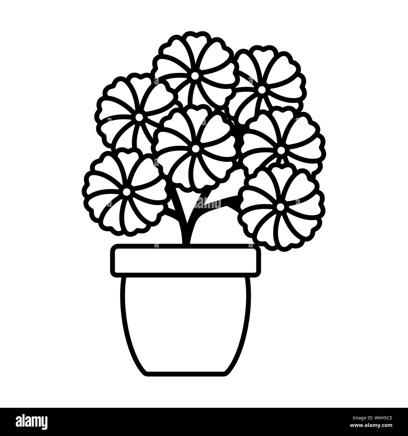 flowers garden in ceramic pot decoration vector illustration design ...