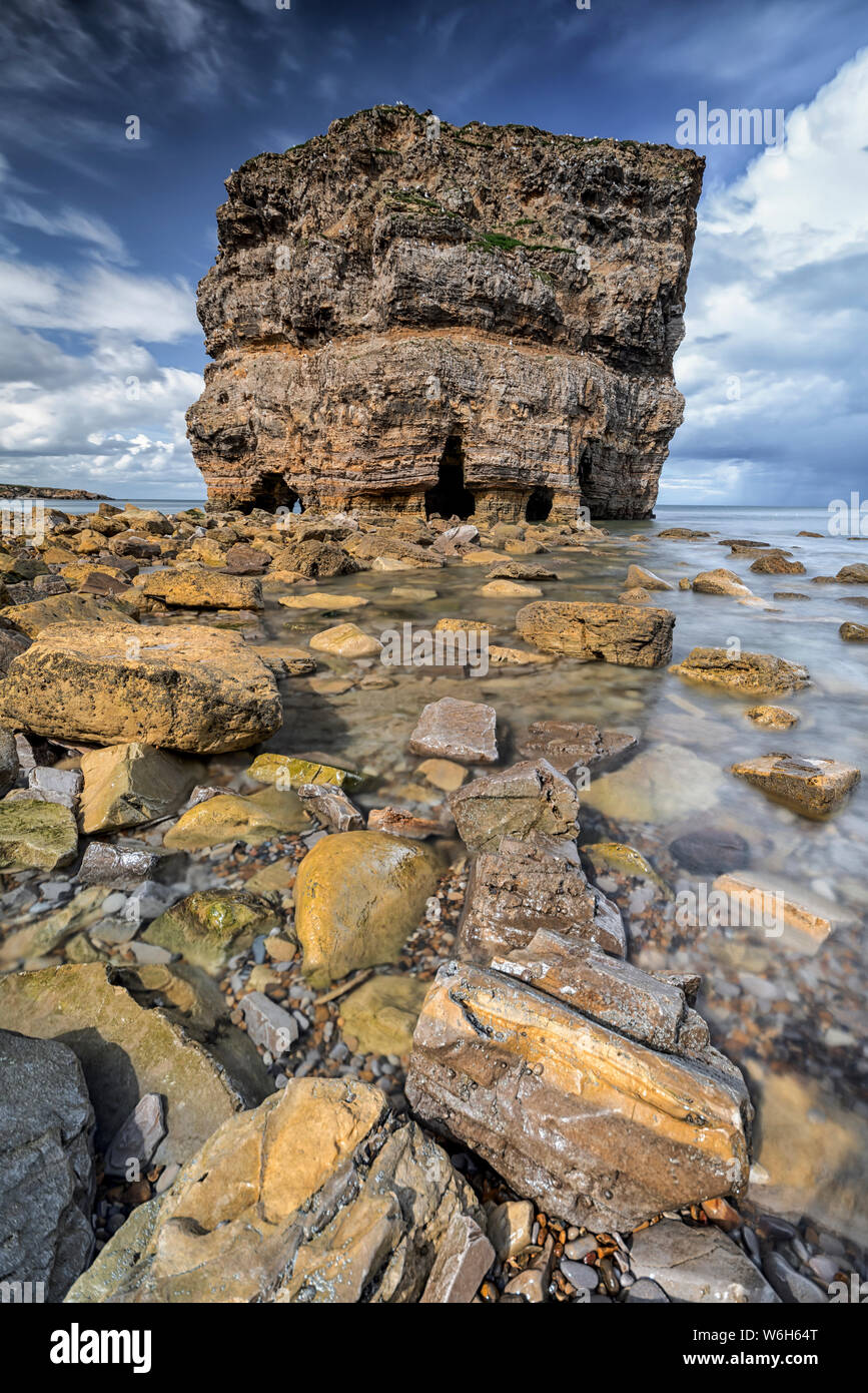 Marsden Rock, a 100 feet (30 metre) sea stack off the North East coast