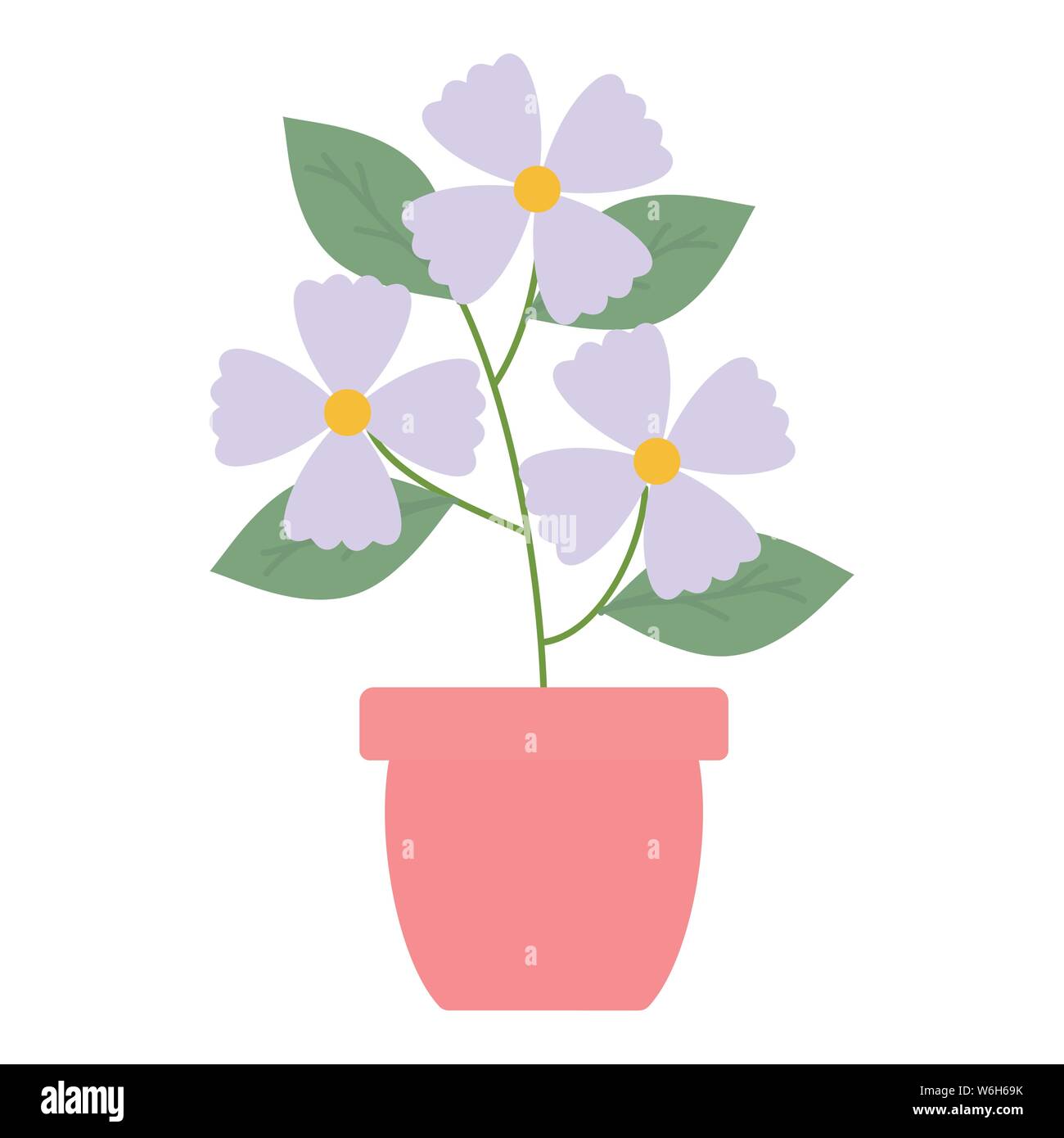 flowers garden and leafs in ceramic pot decoration vector illustration ...