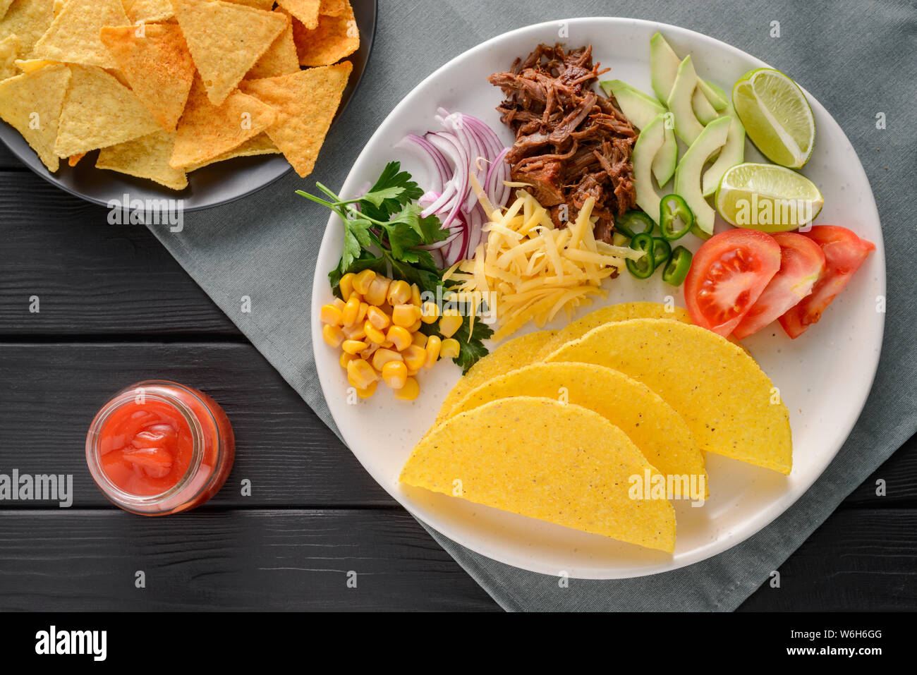 Ingredients for hardshell tacos Stock Photo Alamy