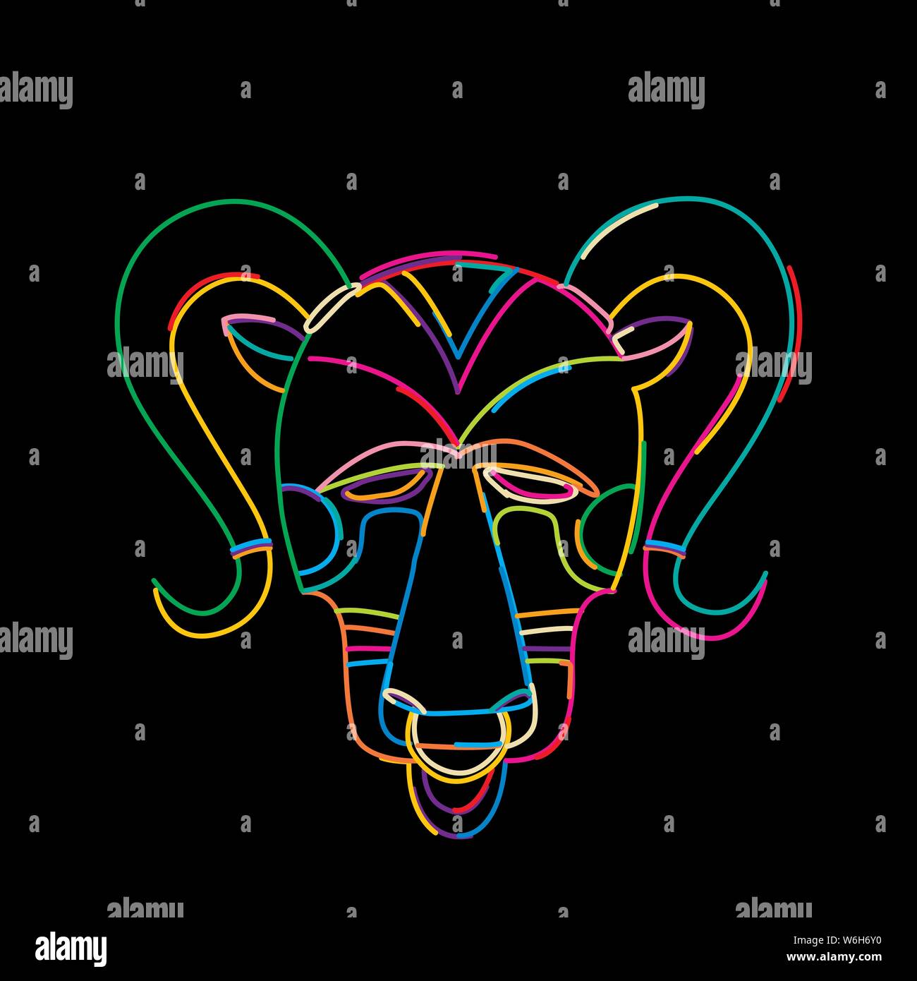 Stylized tribal mask in colors, vector Stock Vector