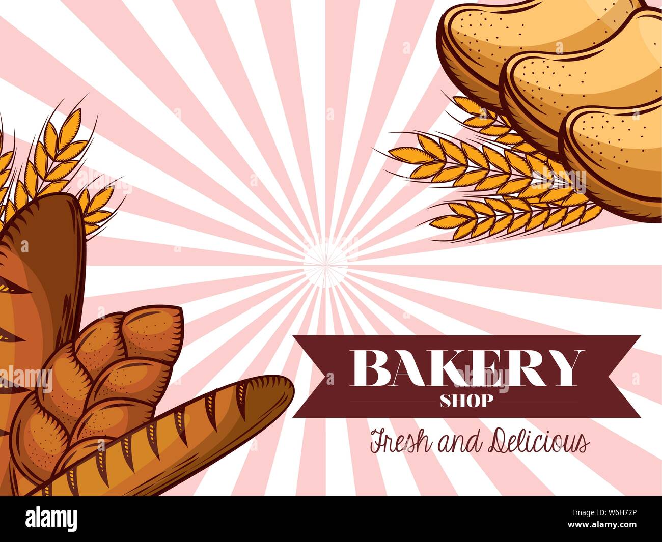 Bread baguette and toast of bakery vector design Stock Vector Image ...