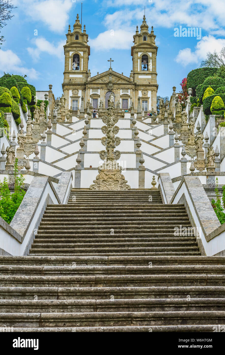 Famous stairs of Bom Jesus cathedral. Tenoes, Braga, Portugal Stock