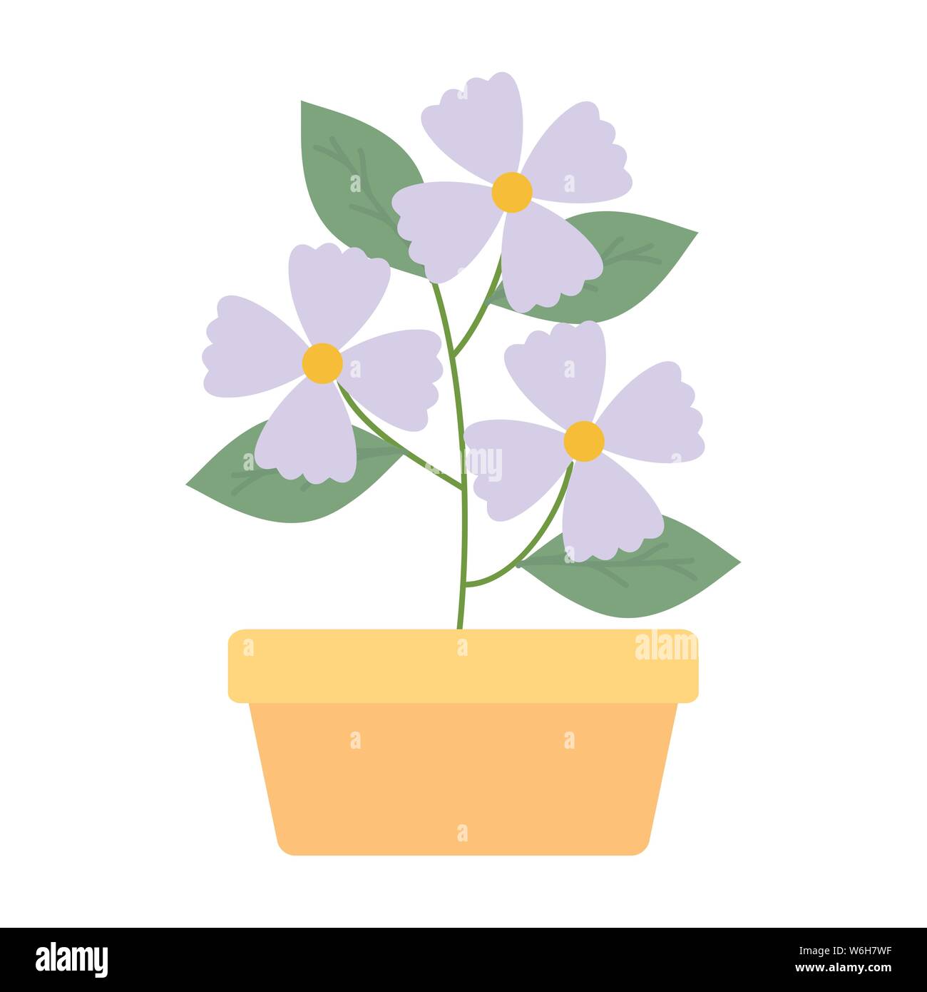 flowers and leafs garden in square ceramic pot decoration vector ...