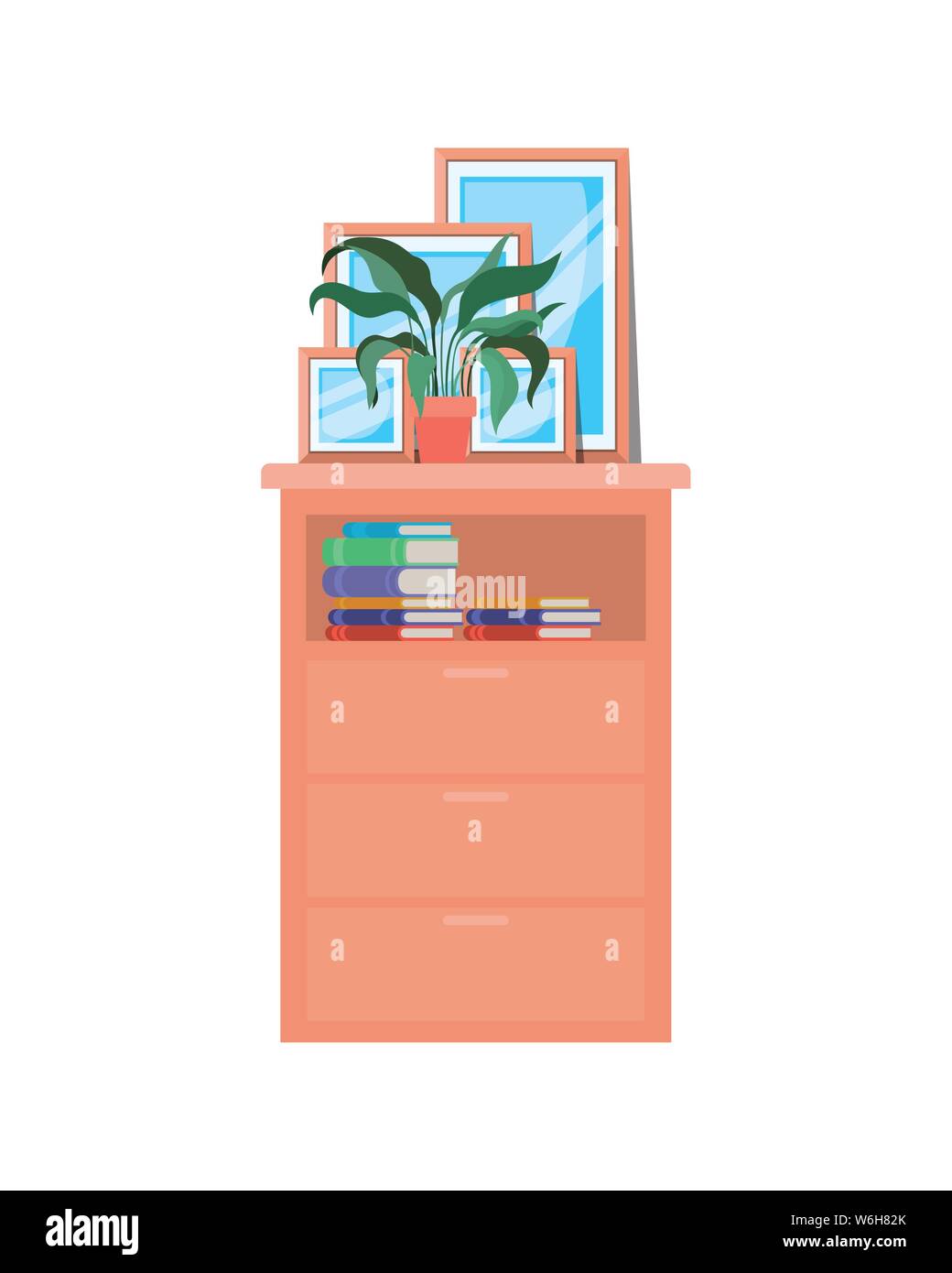 Isolated shelf with books design Stock Vector