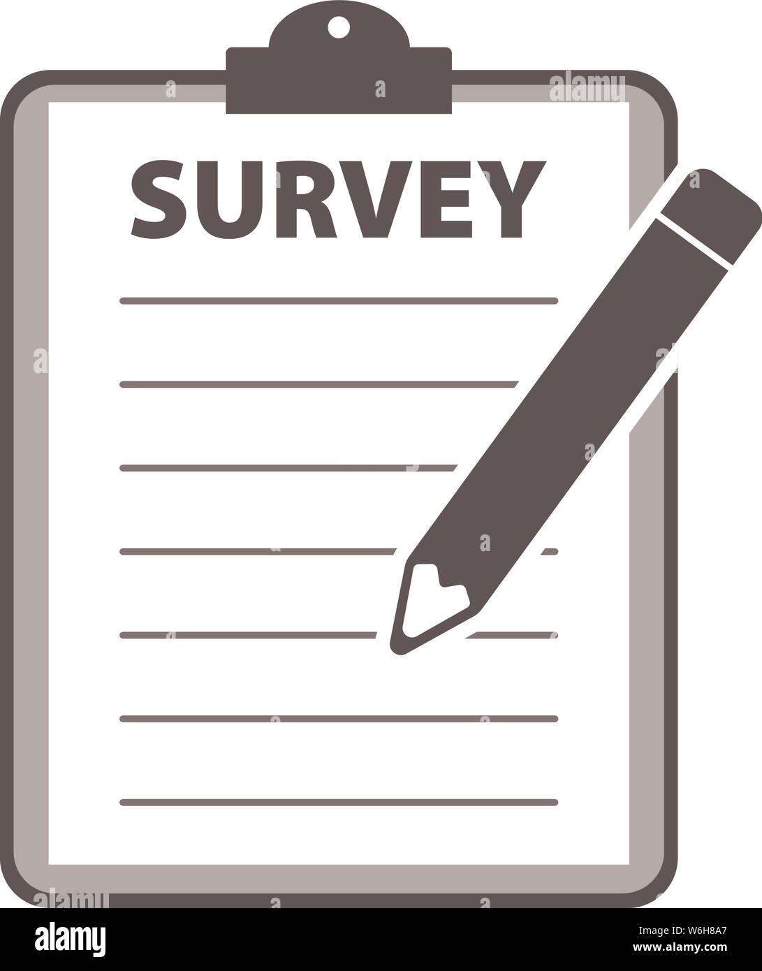 simple flat survey icon with clipboard and pencil vector illustration Stock Vector