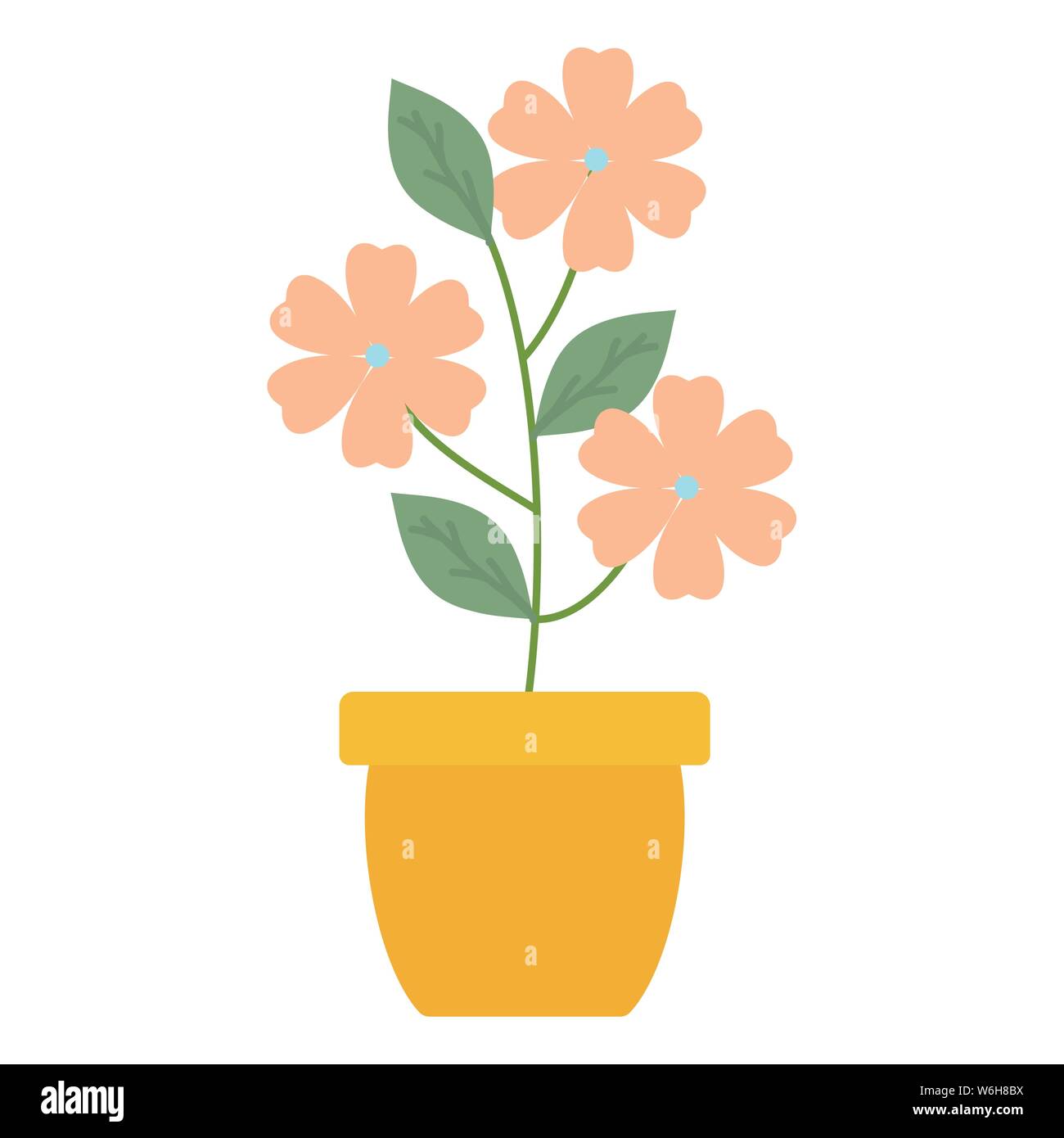 flowers garden and leafs in ceramic pot decoration vector illustration ...