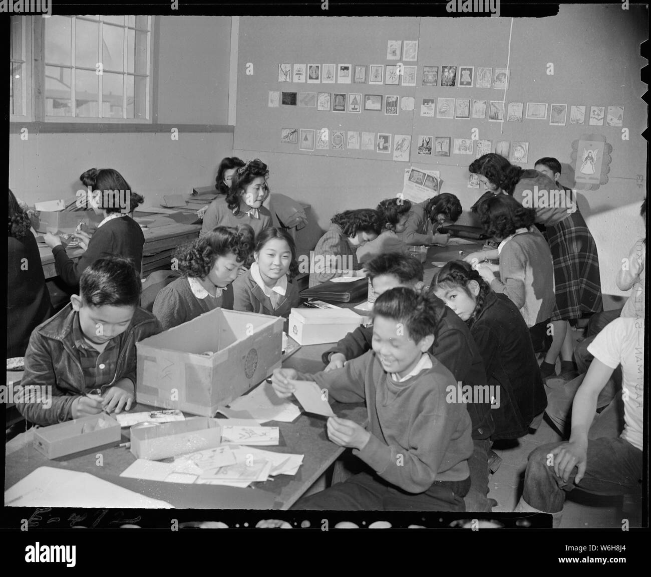 Granada Relocation Center, Amache, Colorado. A Junior High School class