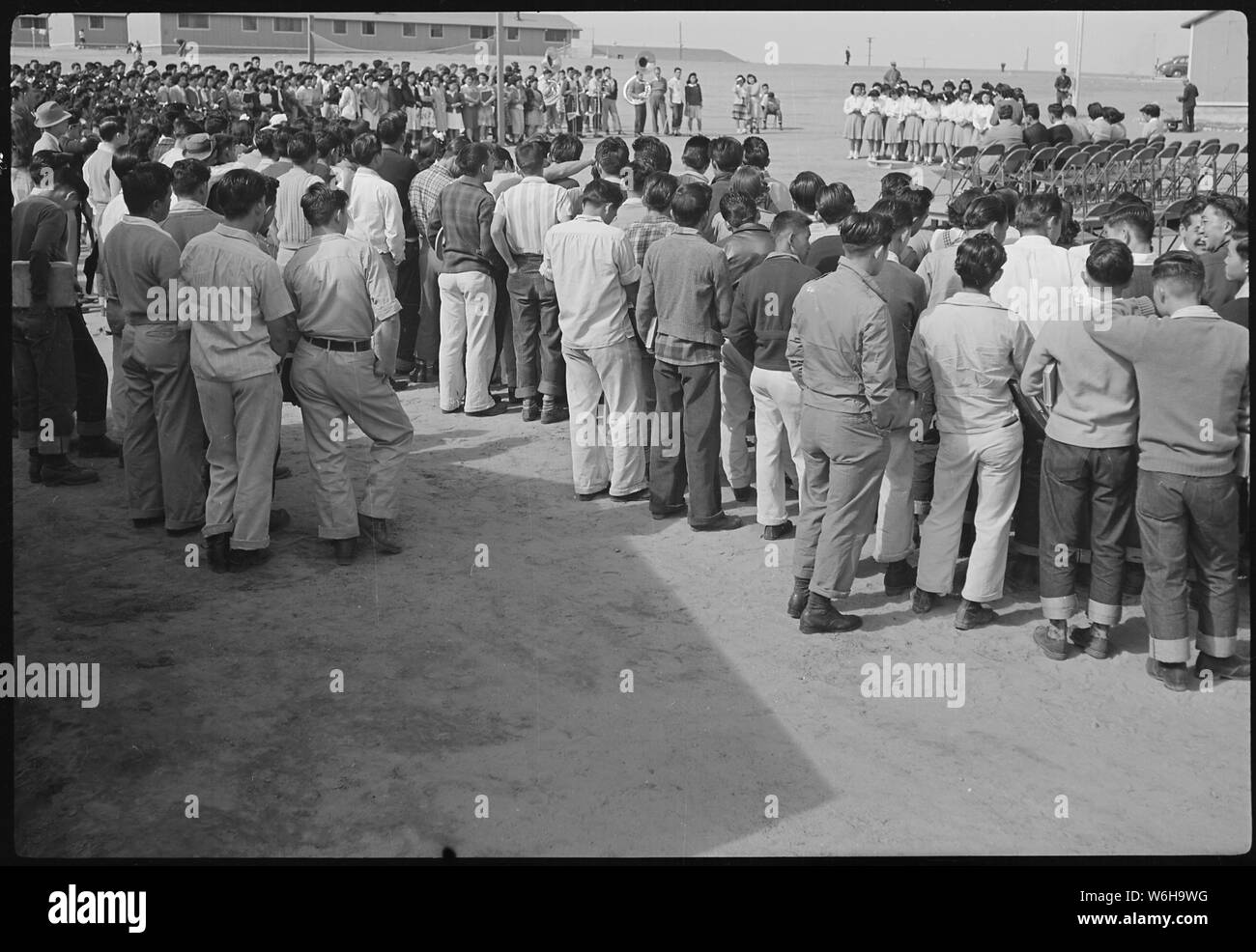 Granada Relocation Center, Amache, Colorado. High school students at
