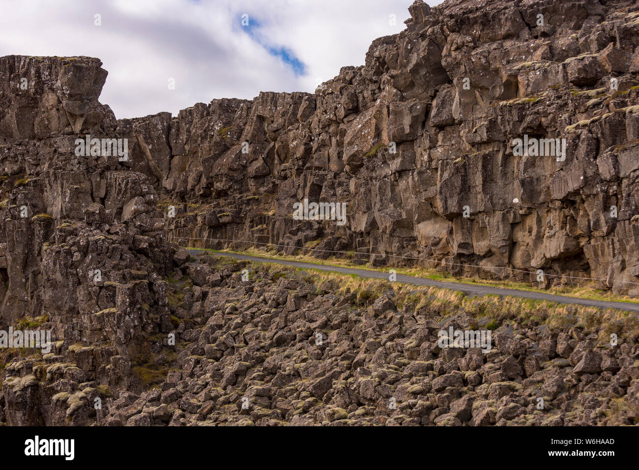 Iceland Mid Atlantic Ridge Rifting PINGVELLIR NATIONAL PARK, ICELAND - Rock formations at Mid-Atlantic ...