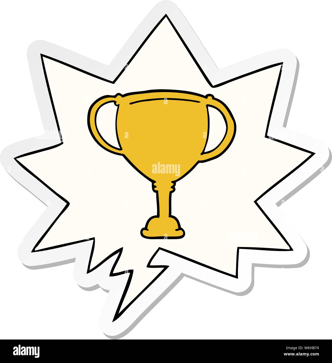 cartoon sports trophy with speech bubble sticker Stock Vector Image ...