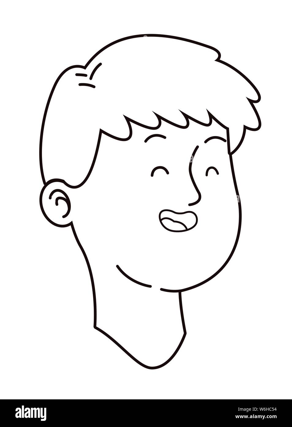 Teenager boy smiling face cartoon in black and white Stock Vector Image ...