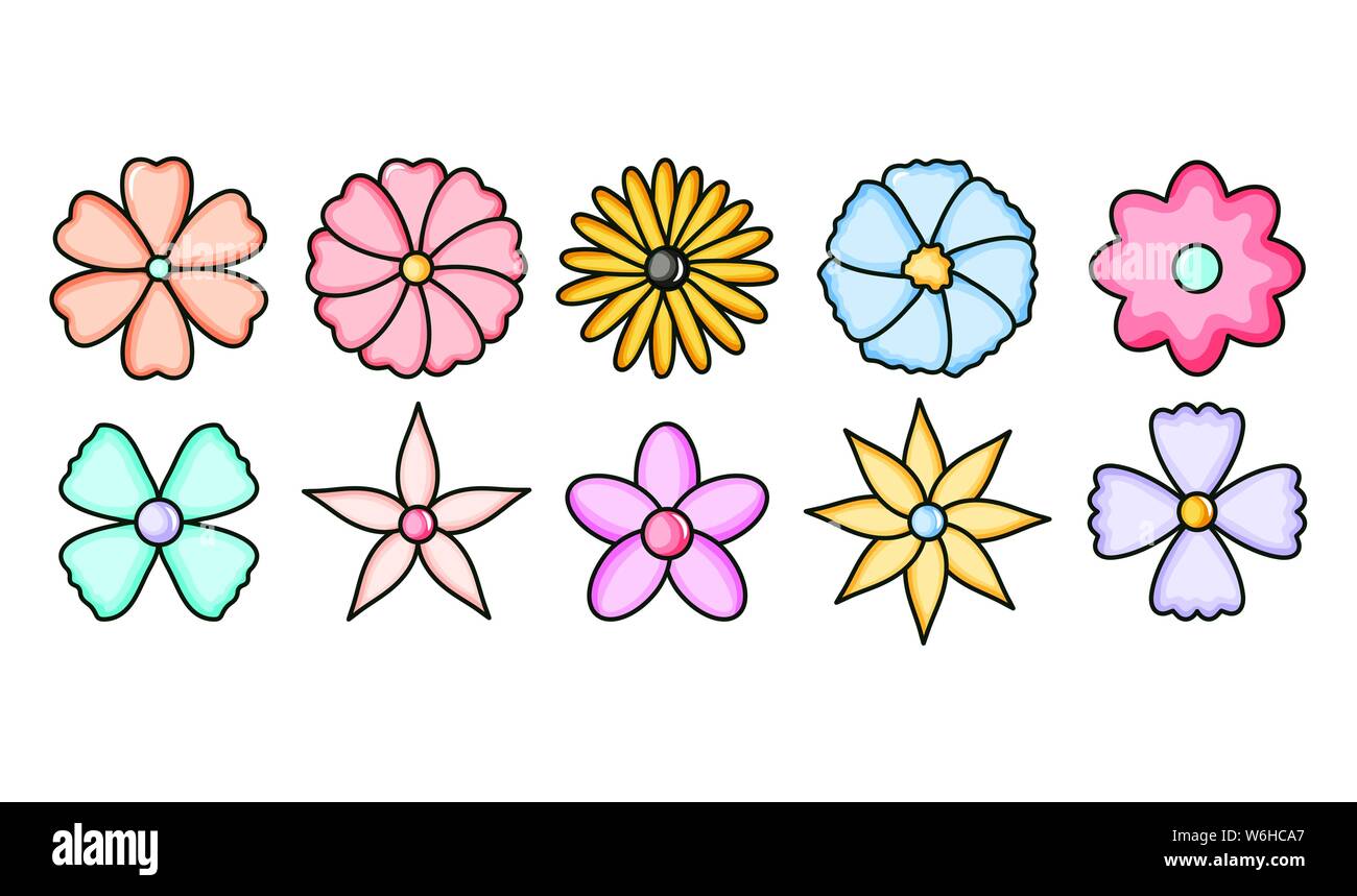 set of flowers garden icons vector illustration design Stock Vector ...