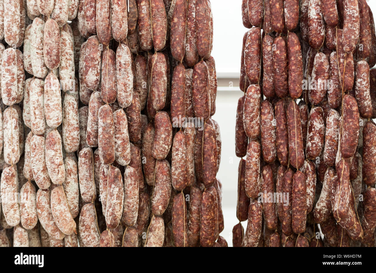 Italian different traditional sausages at the store Stock Photo Alamy