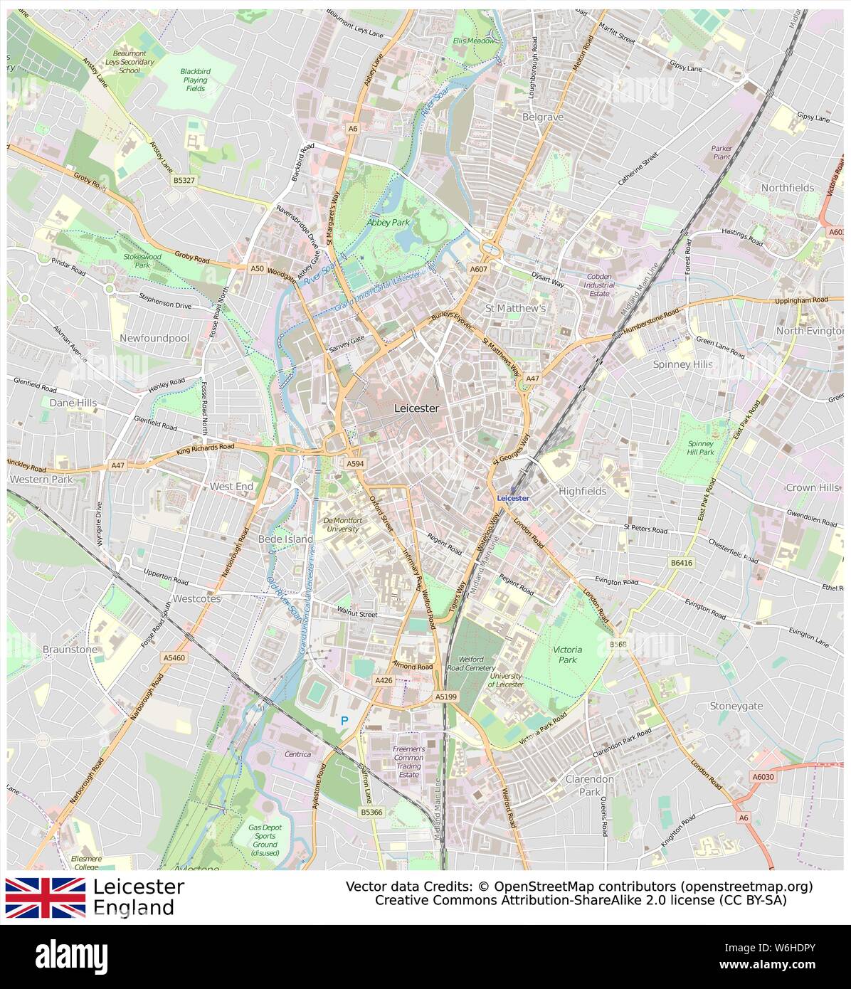 Map of leicester, england High Resolution Stock Photography and Images