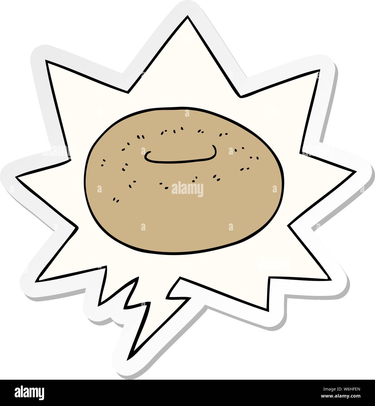 cartoon donut with speech bubble sticker Stock Vector