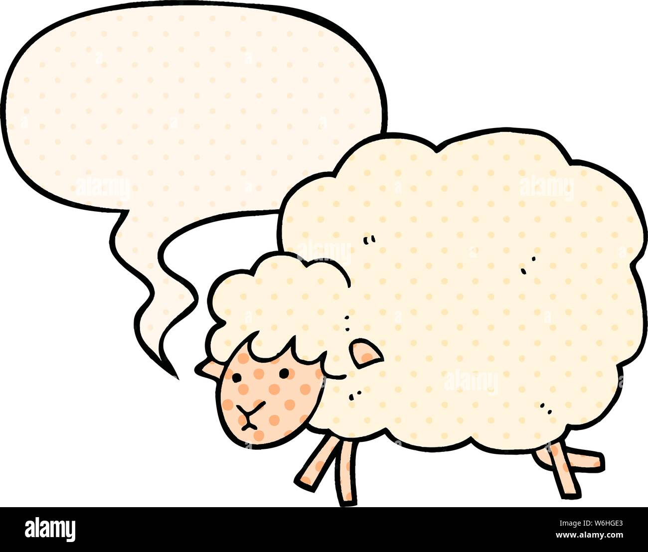 cartoon sheep with speech bubble in comic book style Stock Vector