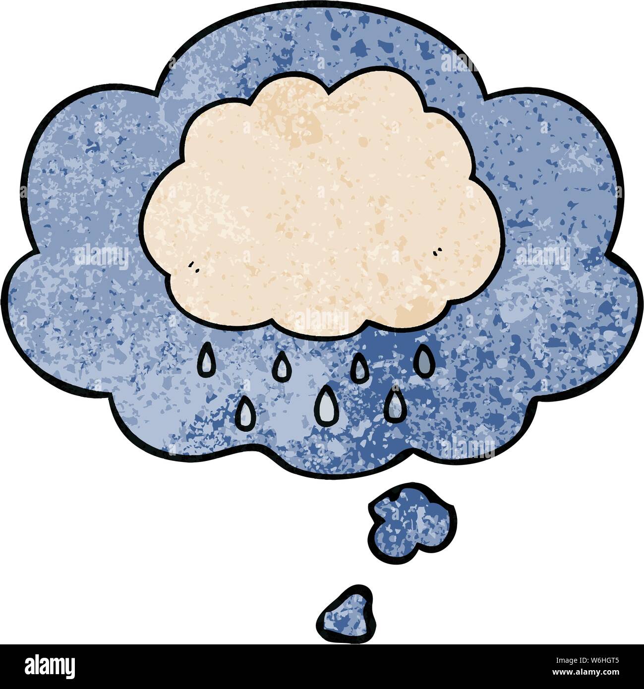 cartoon rain cloud with thought bubble in grunge texture style Stock ...