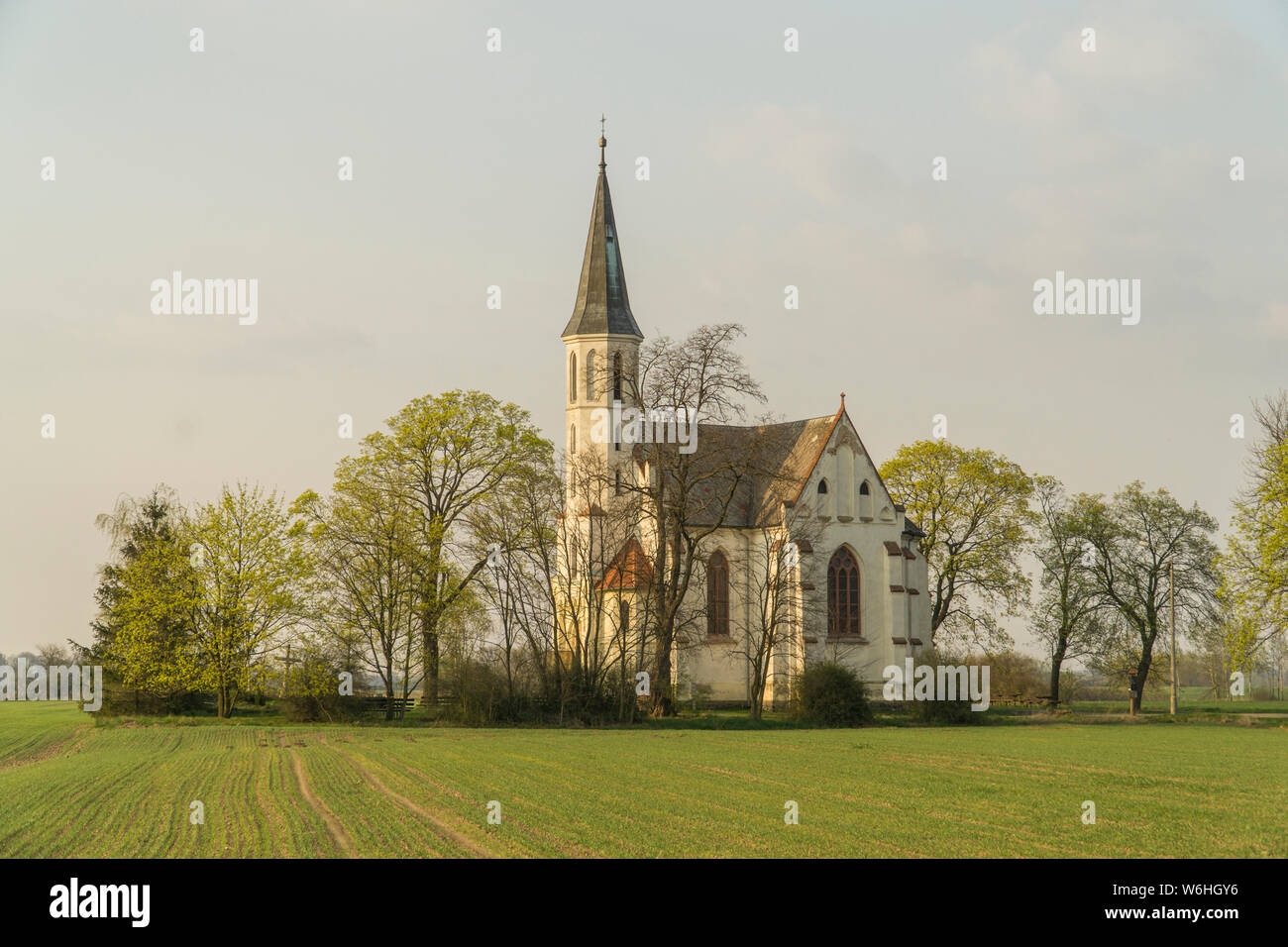 Outlying neogothic church in  Sidzina in Lower Silesia, Poland Stock Photo