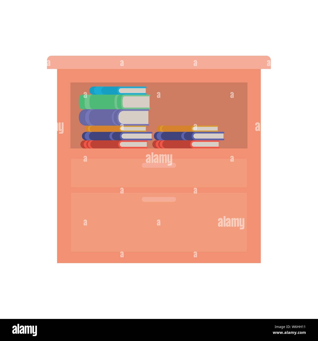 Isolated shelf with books design Stock Vector
