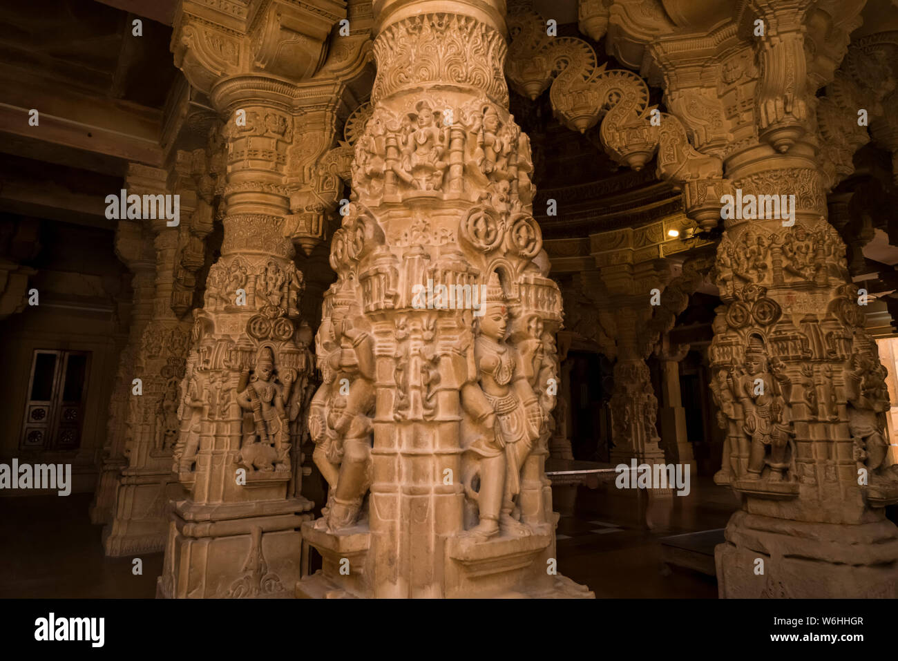Ornate carvings in a Temple in Jaisalmer Fort; Jaisalmer, Rajasthan, India Stock Photo