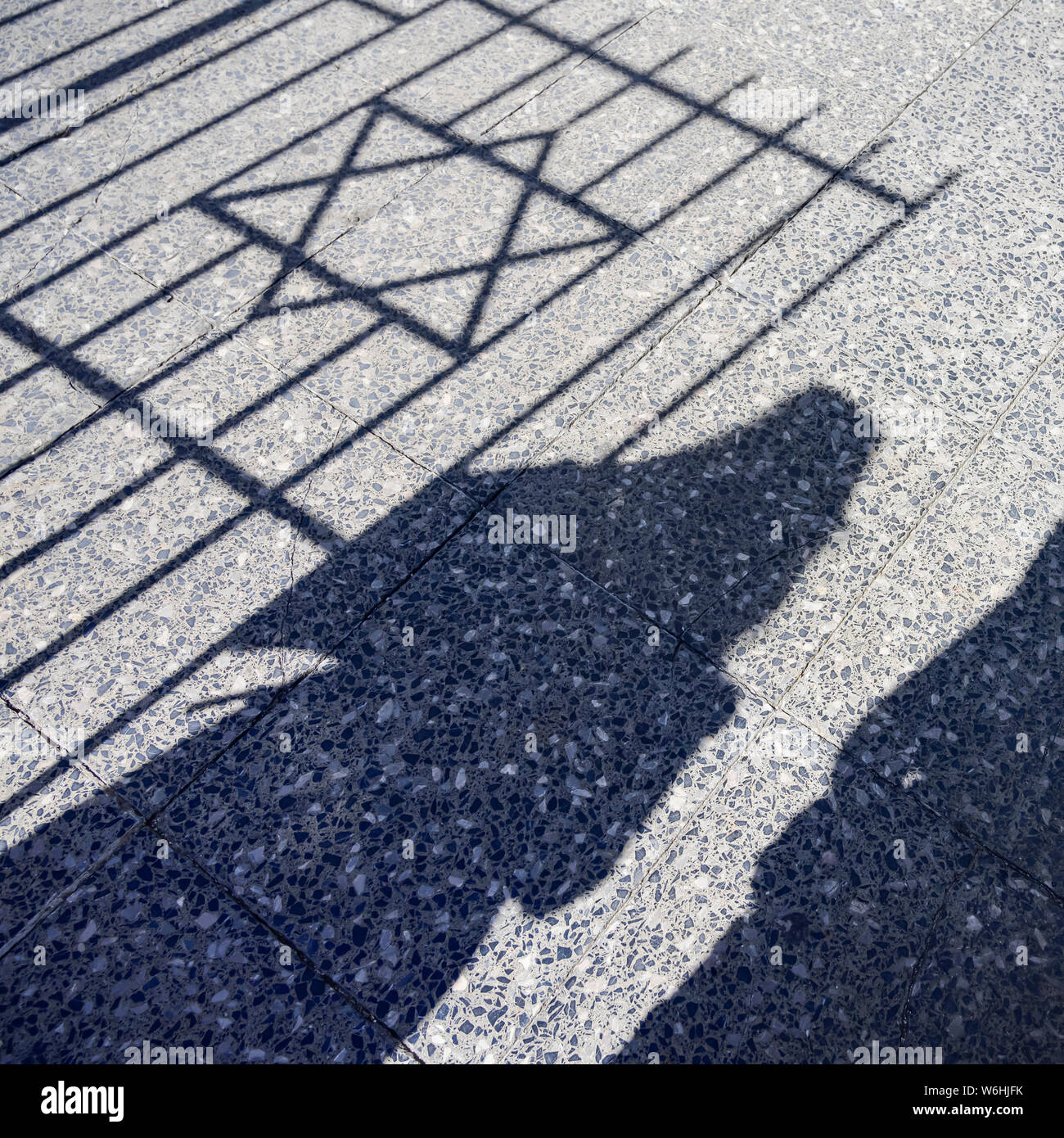 Shadow of the Star of David on the ground, Sephardic Hebrew Center, Vedado; Havana, Cuba Stock Photo