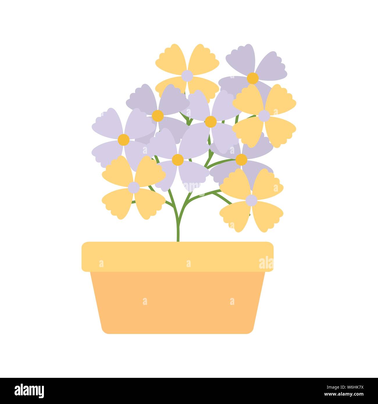 flowers garden in ceramic pot decoration vector illustration design ...