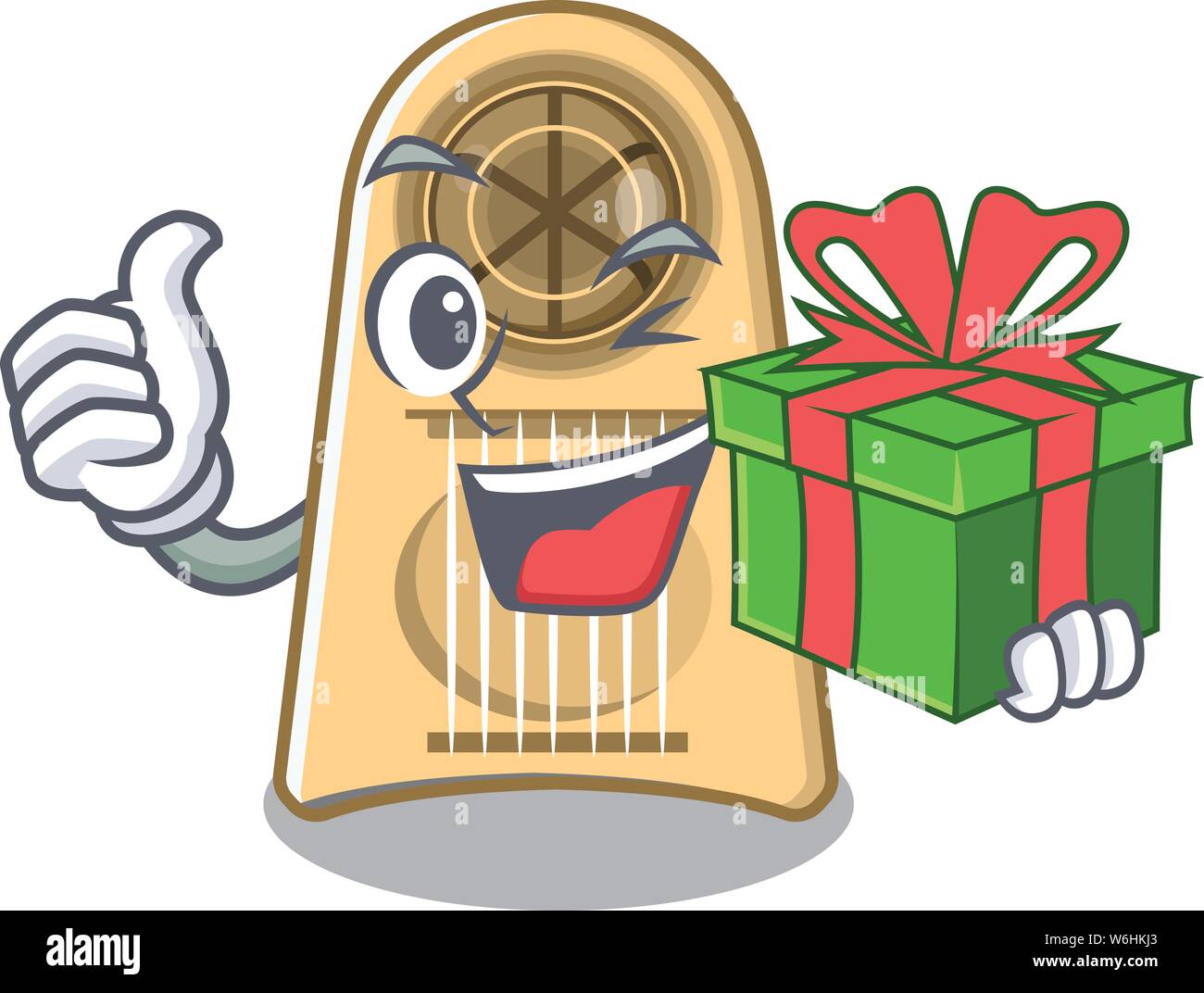 With gift egg slicer in the mascot shape Stock Vector