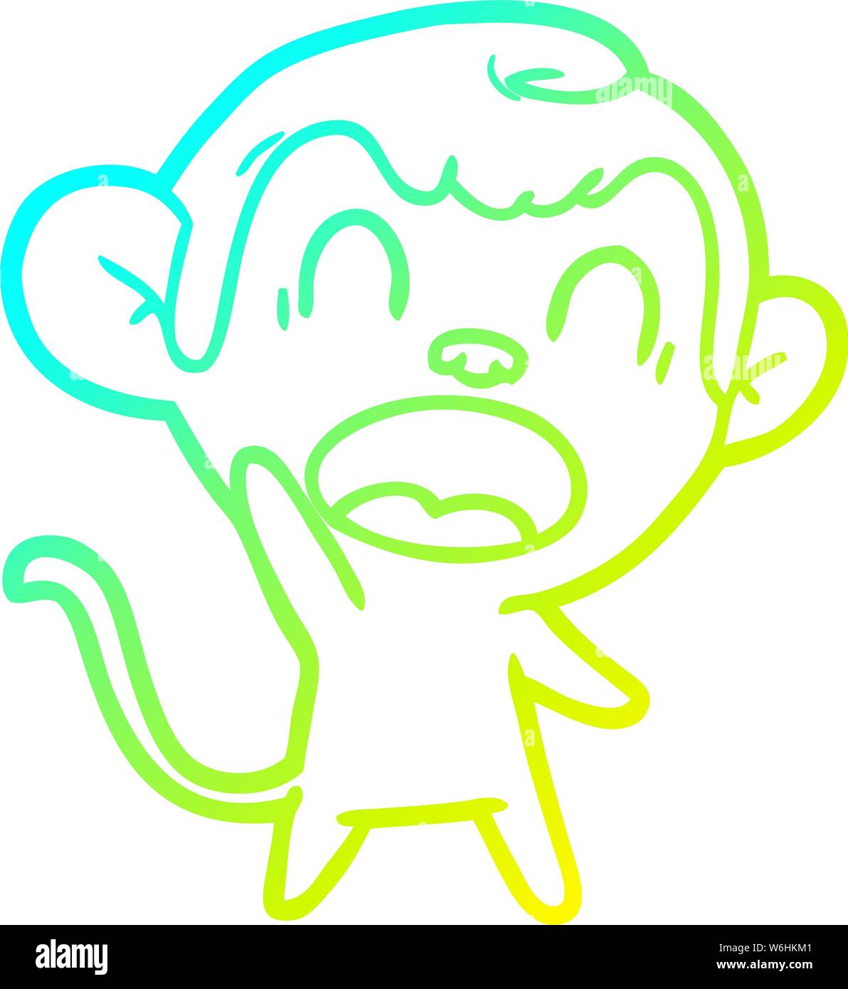cold gradient line drawing of a shouting cartoon monkey Stock Vector ...
