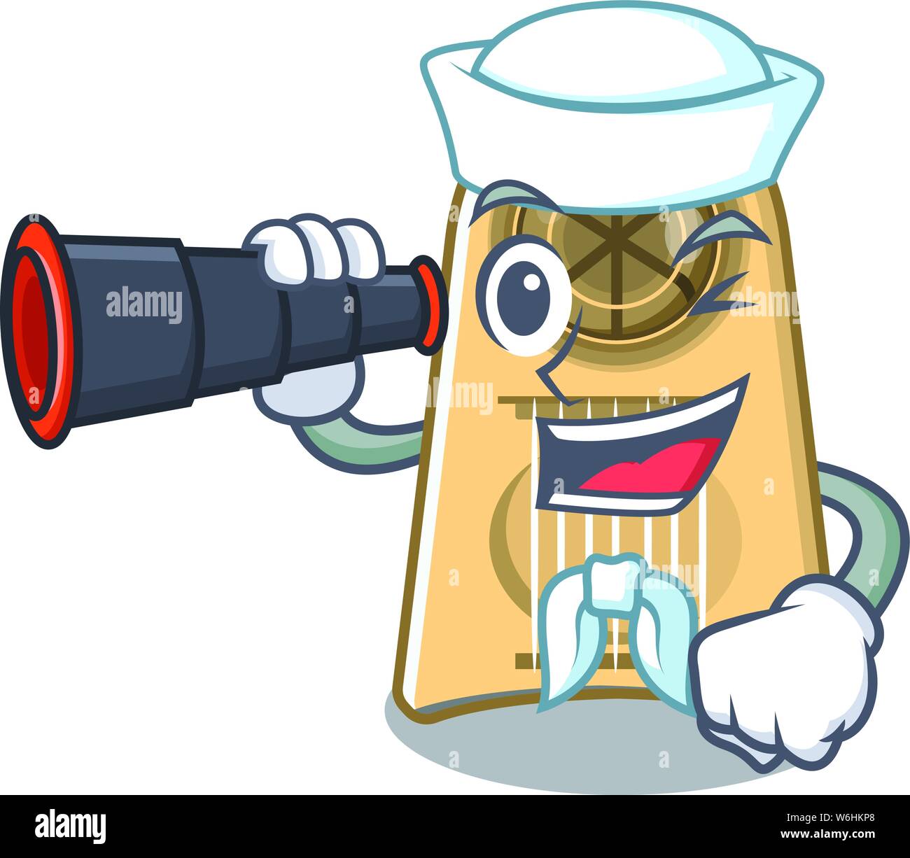 Sailor with binocular egg slicer in the mascot shape Stock Vector Image