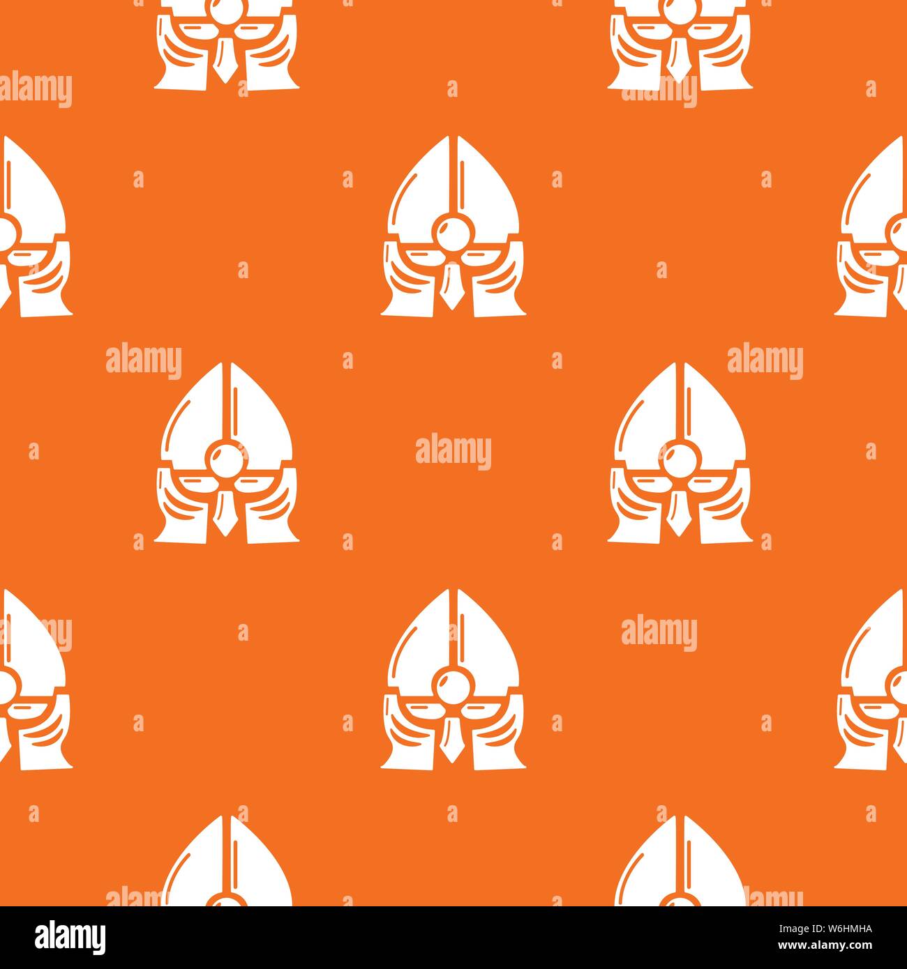 Historical knight helmet pattern vector orange Stock Vector