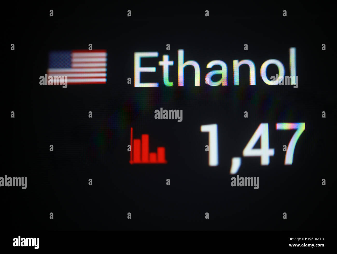 Ethanol stock exchange indicator on computer screen Stock Photo - Alamy