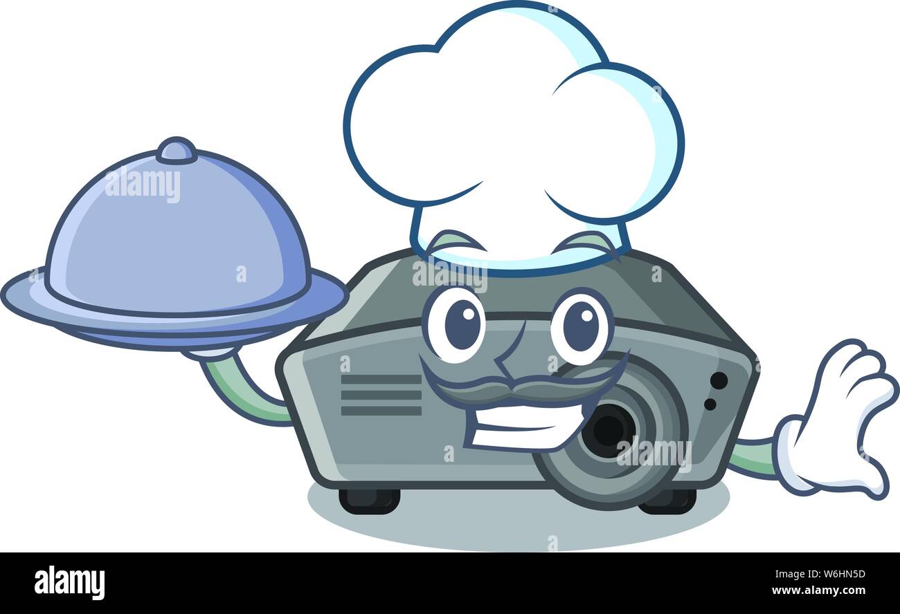 Chef with food projector in the a cartoon shape Stock Vector Image & Art Alamy