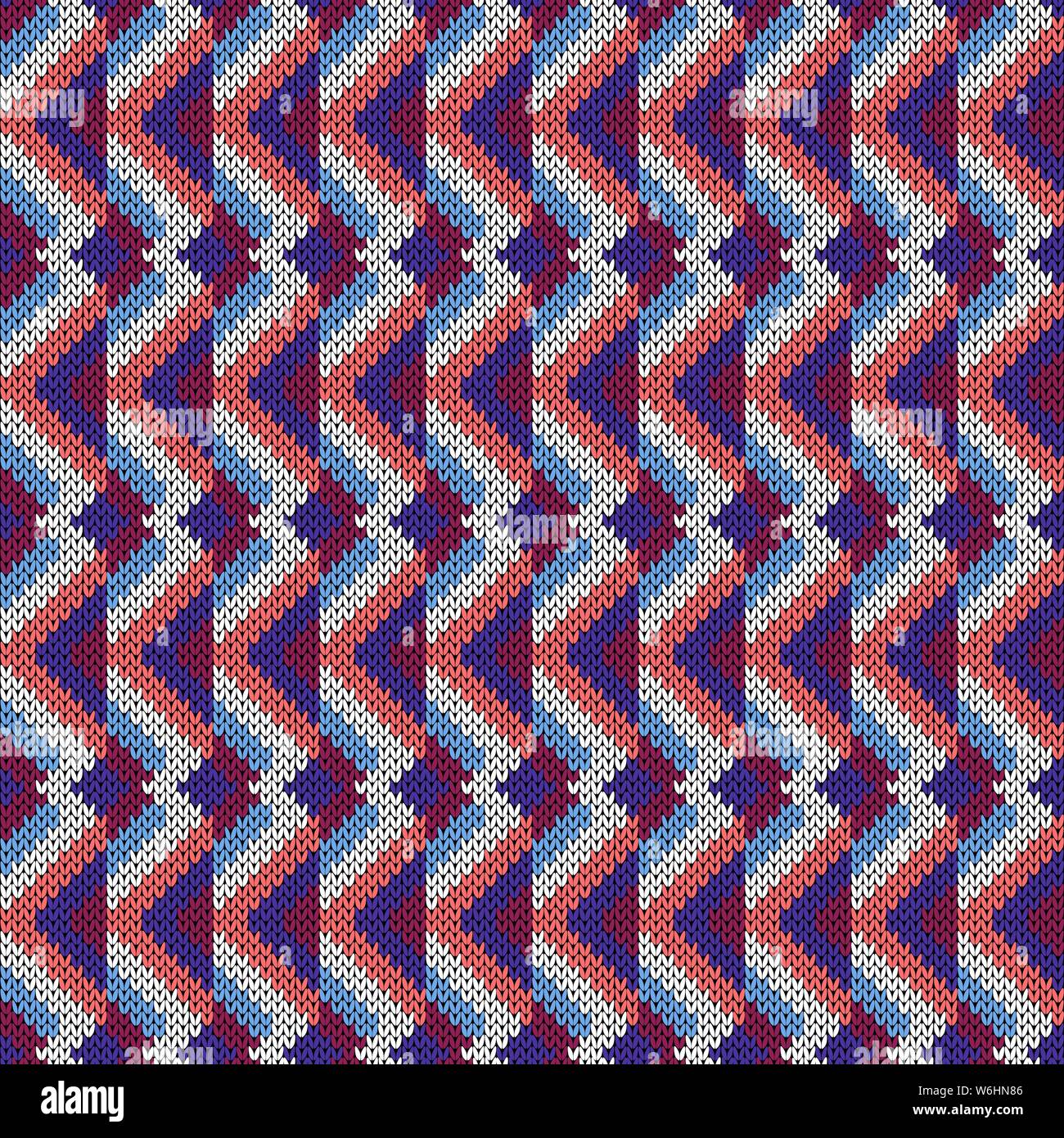 Knitting ornamental seamless vector pattern in muted various colors as ...