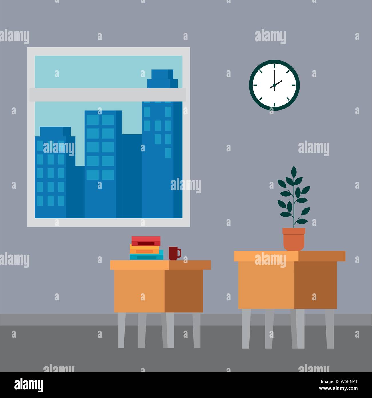 office places scenes with laptop Stock Vector
