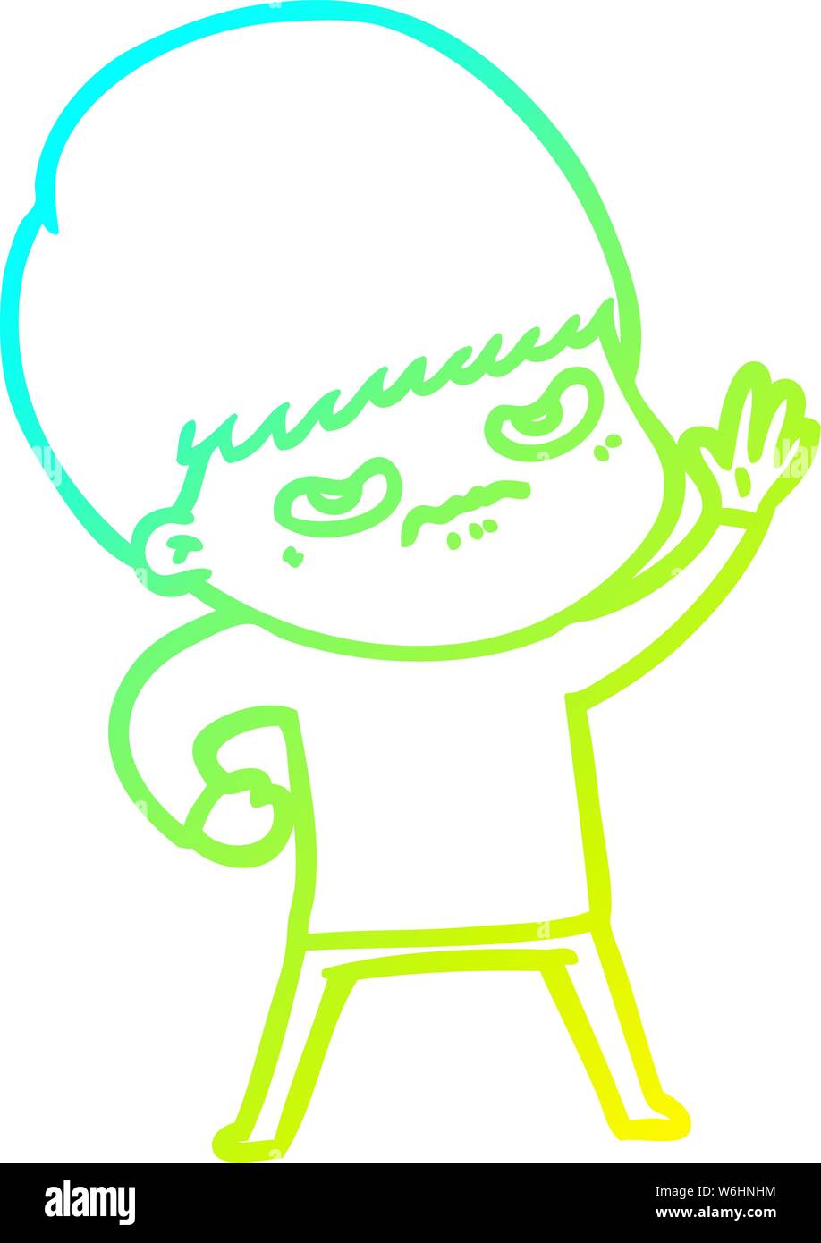 cold gradient line drawing of a angry cartoon boy Stock Vector Image ...
