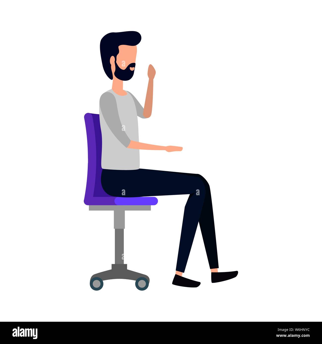 elegant businessman worker seated in office chair Stock Vector Image ...