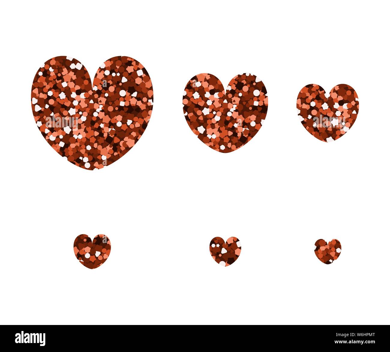 Set of icons in the shape of hearts. Vector illustration. Red sparkle ...