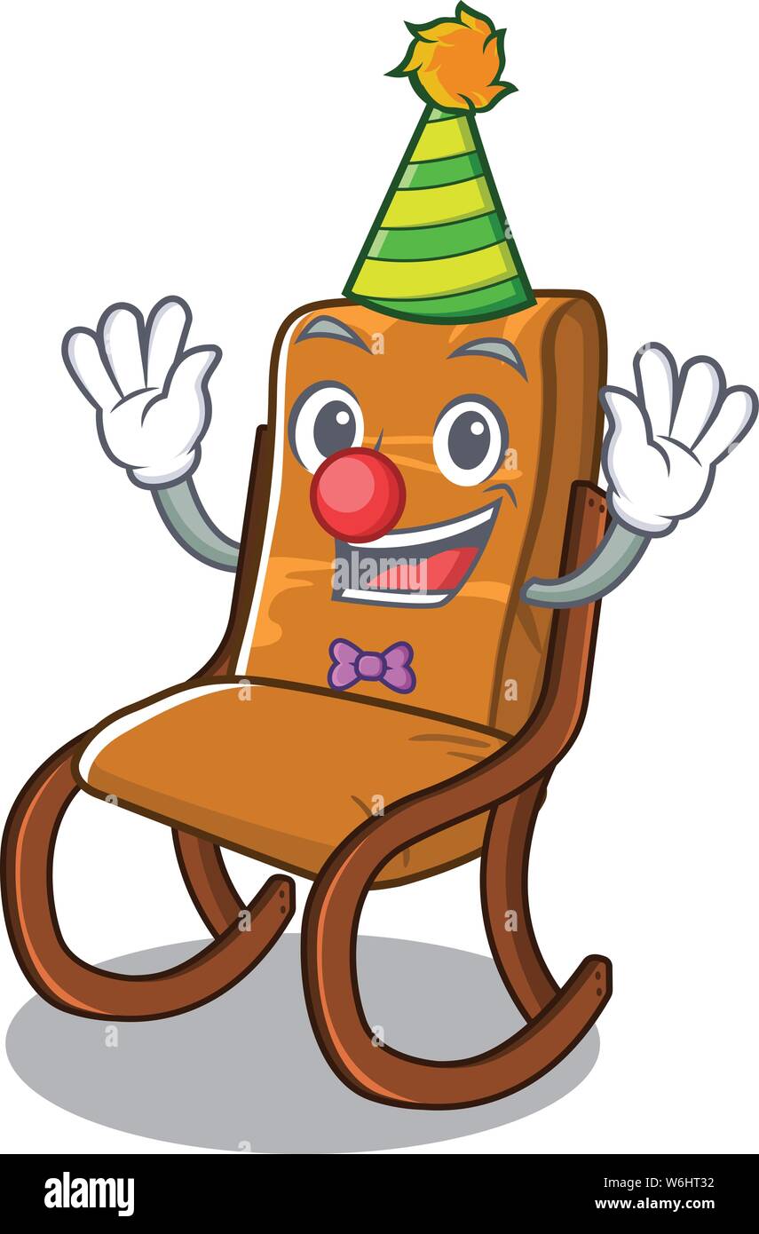 Clown Toy Rocking Chair Above Cartoon Table Vector Illustration
