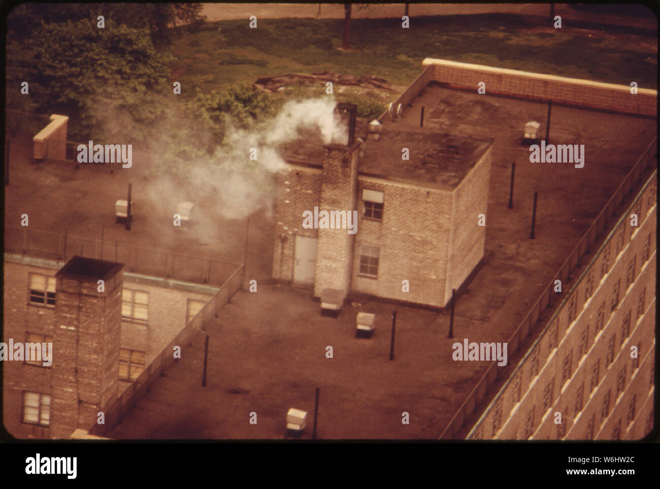 INCINERATOR OF THIS SOUTH BRONX TENEMENT IS GOING FULL BLAST Stock