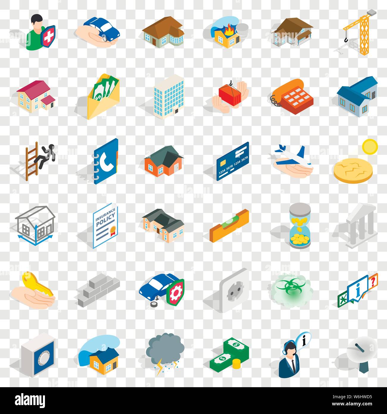 Brick icons set, isometric style Stock Vector