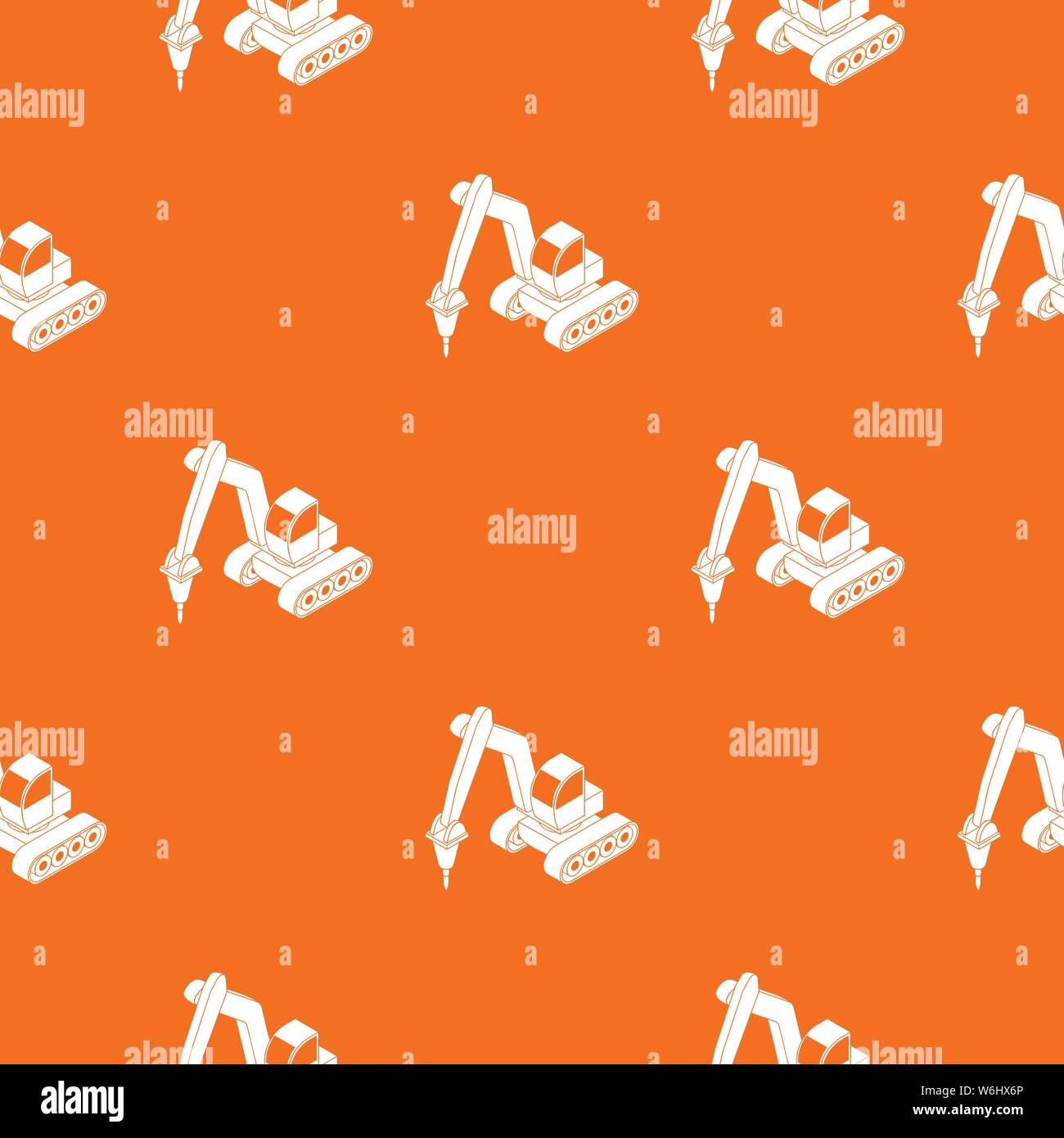 Drill tractor pattern vector orange Stock Vector