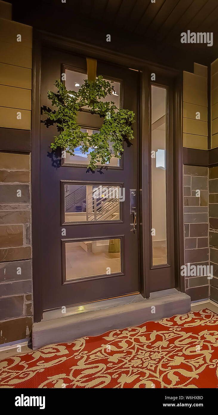 Vertical frame Aeating area carpets and wall decoration on the porch