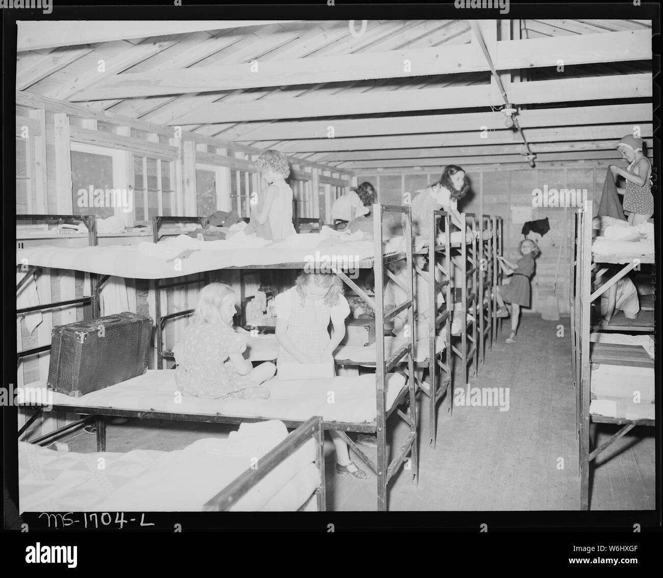 Interior of one of the cottages used for housing campers. Girls