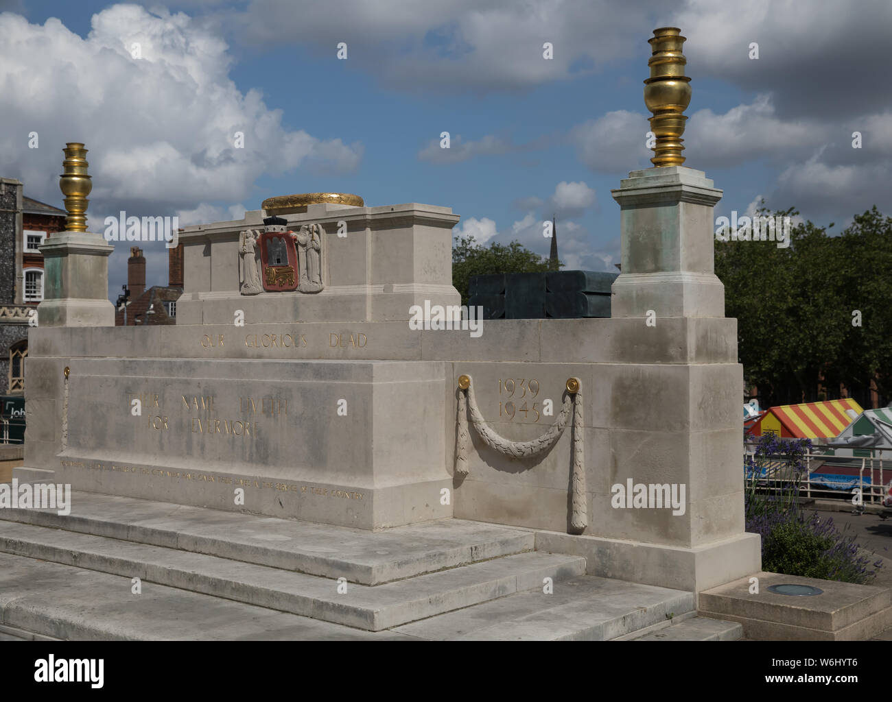Norwich War Memorial is a First World War memorial in Norwich in Eastern England. It was designed by Sir Edwin Lutyens. Stock Photo